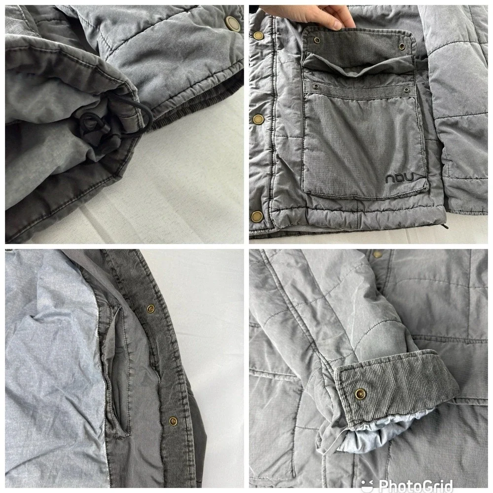 Nau Gray Dyed Square Quilted Padded Jacket Mens US Medium‎ Portland Outdoor Coat